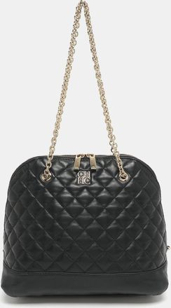 Carolina Herrera Black Quilted Leather Chain Satchel