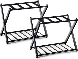 Costway Costway - 2 Soporte Equipaje Soporte Plegable Para Maletas Carga 60 Kg Estantes Para Equipaje Tubo De Hierro Para Hotel Dormitorio