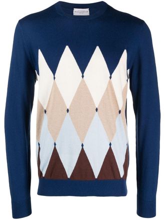 Ballantyne Trui met geometrische print - Blauw