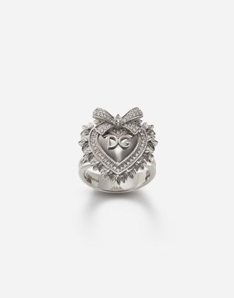 Dolce & Gabbana Devotion Ring In White Gold With Diamonds - Woman Rings White 46
