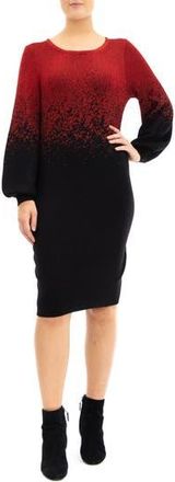 Nina Leonard Ombré Lurex Sweater Dress in Black/Red at Nordstrom Rack, Size Medium