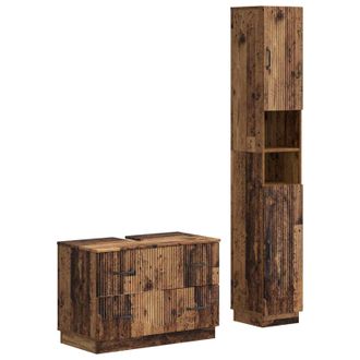 vidaXL Juego De Gabinete De Ba&ntilde;o De 2 Piezas Hoorn Madera Envejecida Vidaxl