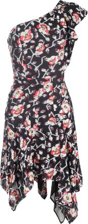 Isabel Marant Isabel Marant Pre-owned Womens One Shoulder Mini Dress in Floral Print Silk - Size EU 36 (Womens)