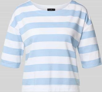 Monari Sweatshirt mit Streifenmuster und 1/2-Arm in Hellblau Melange, Gr&ouml;&szlig;e 34