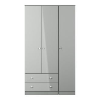 Lewis's Yarmouth Tall Triple 2 Drawer Wardrobe in Uniform Grey & Dusk Grey - Ready Assembled - Lewiss Home | TJ Hughes