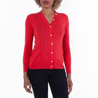 Ferragamo Gancini A-Jour Wool Cardigan, Size X-Small