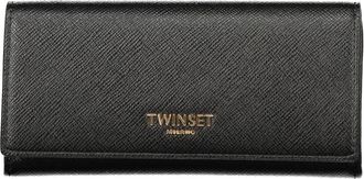 Twinset Portemonnee met Klep en Logo - Dames - Portefeuilles - Zwart - ONE Size - Polyester - Accessoires