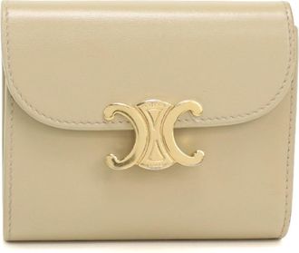 Celine Beige Leather Wallet (Tri-Fold) (Pre-Owned)