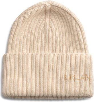 Ruslan Baginskiy Monogram Embroidered Merino Wool Beanie in Beige at Nordstrom