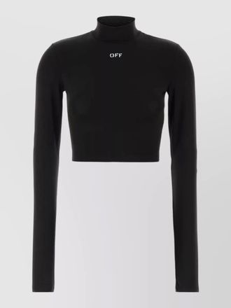 Off-white stretch jersey cropped top long sleeves