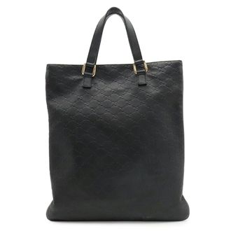 Gucci Guccissima Black Gg Leather Handbag Shoulder Bag Tote Bag (Pre-Owned)