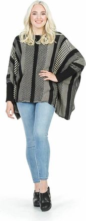 Papillon Multi Stripe Poncho Sweater In Black