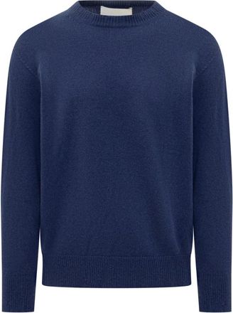Amaranto Wool Crewneck Sweater - Heren - Ronde hals truien - Blauw - L - Wol - Truien & Vesten