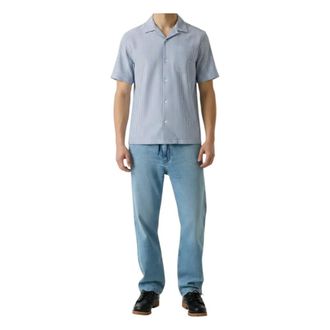 Guess Short Sleeve Shirts, male, Blue, Size: 2XL Short Sleeve Striped Shirt