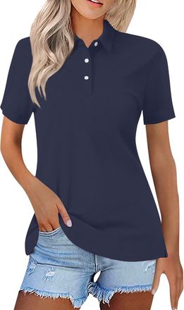 Generic Womens Premium Short-Sleeve Polo Shirt with Collar (Available in Plus Size) Ladies Regular Fit Button Down Quick Dry Sports Golf Tennis T Shirts 2025 