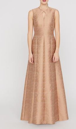 Kay Unger Gabriella Jacquard Gown in Gold at Nordstrom Rack, Size 18 (Similar To 14W-16W)