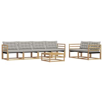 vidaXL Conjunto De Sof&aacute;s De Exterior 7 Pcs Blanco Y Gris Claro Vidaxl