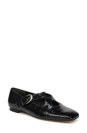Vince Cici Cross Strap Flat in Black Croc at Nordstrom Rack, Size 7.5