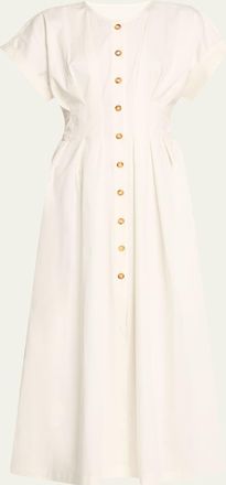 Kika Vargas Dena Pleated Midi Shirtdress