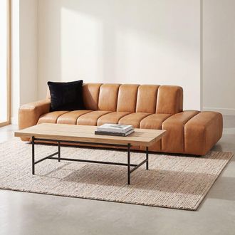 Maisons du monde Mesa de centro de acero negro y madera de roble, 120 cm
