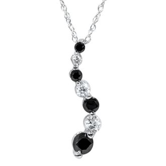 Pompeii3 White Gold 1/2ct Black & White Diamond Journey Pendant