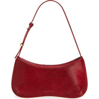Jacquemus Le Bisou Genuine Calf Hair Shoulder Bag in Dark Red 480 at Nordstrom