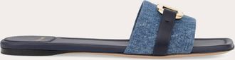 Ferragamo Donna Slide ornamento Gancini Blu Taglia 36.5