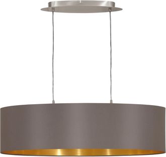 Loops Pendant Ceiling Light Colour Satin Nickel Shade Cappuccino Gold Fabric E27 2x60W