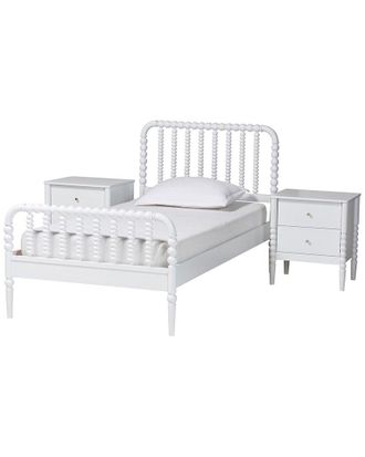 Baxton Studio Lucera Mid-Century Twin Size 3Pc Bobbin Bedroom Set