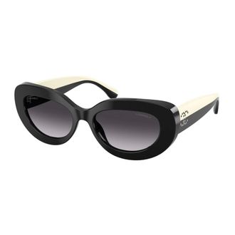 Chanel Oval Sunglasses - female - Chanel - Sunglasses - Black - 53 MM - Accessories