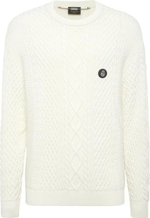 Billionaire Boys Club Pullover met ronde hals van katoen en kasjmier - Heren - Ronde hals truien - Beige - L - Katoen - Truien & Vesten