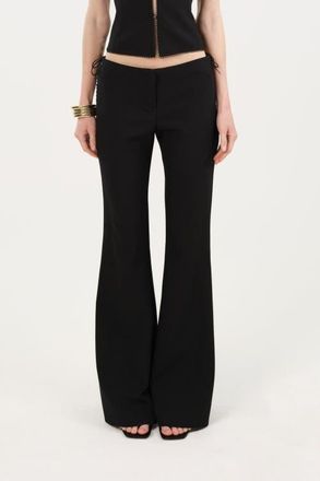 Nocturne Side Tie Low Rise Slim Fit Trousers in Black at Nordstrom, Size X-Small