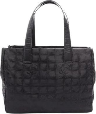 Chanel Pre-owned New Travel Line MM Nylon Canvas Tote Bag - Dames - Vintage Shopper - Zwart - ONE Size - Nylon - Vintage