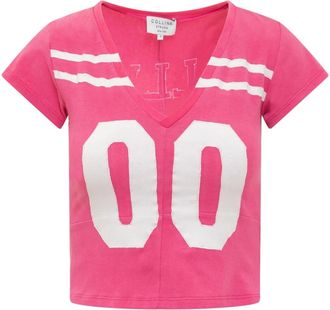 Collina Strada V-hals Logo T-shirt - Dames - T-shirts - Roze - S - Tops