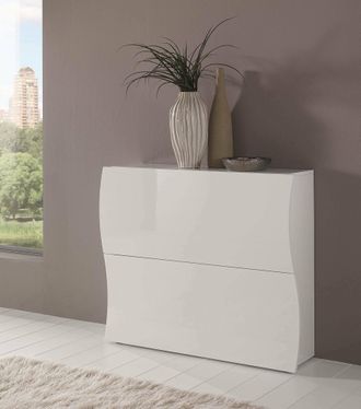 Dmora Dmora Zapatero Moderno, Made In Italy, Con 2 Puertas Abatibles, Zapatero De Entrada, 101x27h82 Cm, Color Blanco Brillante, Con Embalaje Reforzado