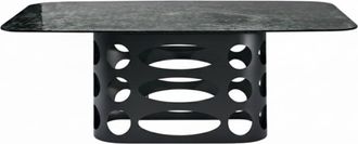 MondoViro Mesa fija de cristal gris martillado 210x110 cm 75h