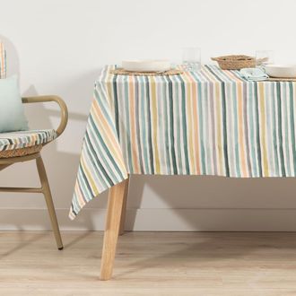 Muare Home Mantel antimanchas xl 100% algod&oacute;n azul 180x300 cm