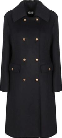 P.A.R.O.S.H. P.a.r.o.s.h., Jassen, Dames, Zwart, L, Wol, Zwarte wollen double-breasted jas