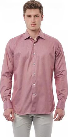 Bagutta Mens Men Dress Shirt Long Sleeve Classic Fit - Brown Cotton - Size X-Large