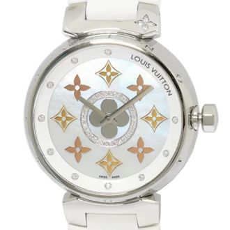 Louis Vuitton Pre-owned Tambour Stainless Steel Watch - Dames - Vintage Horloges - Wit - ONE Size - Vintage