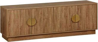 Sweeek Mueble tv 4 puertas efecto madera de mango exótico, 140cm, marrón