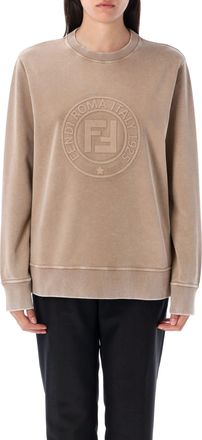 Fendi Womens Roma Sweatshirt - Tan Cotton - Size X-Small