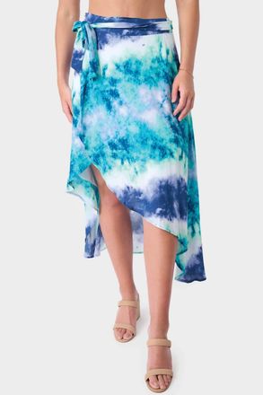 Gibsonlook Sunrise Hi Lo Wrap Skirt In Watercolor Lake Print