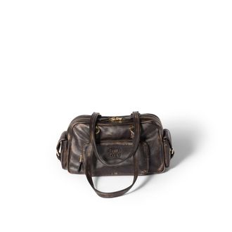 Miu Miu Pocket Nappa Leather Top-handle Bag, Woman, Coffee