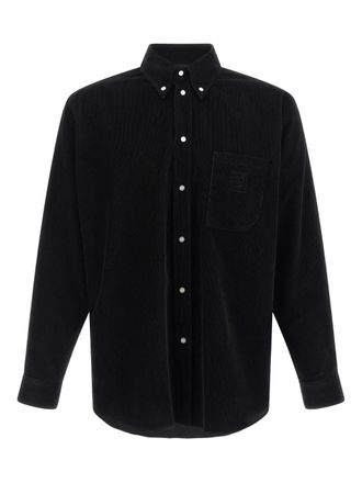 Fendi button-down embroidered corduroy shirt - Black