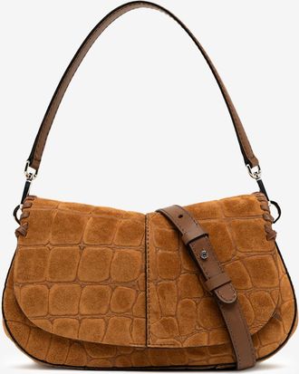 Gianni Chiarini Wildlederschultertasche in Kroko-Optik Helena Round