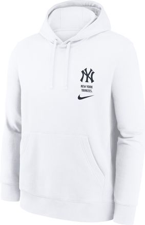 Nike New York Yankees Minimal Club Nike Mens MLB Pullover Hoodie in White | NKDK10ANK-RZV