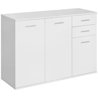HOMCOM Armadietto Da Ufficio 2 Cassetti 3 Armadietti Bianco Legno - Homcom