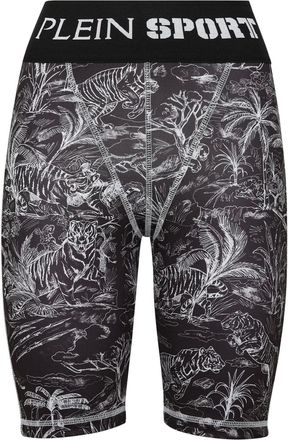 Plein Sport Shorts a compression con stampa - Nero