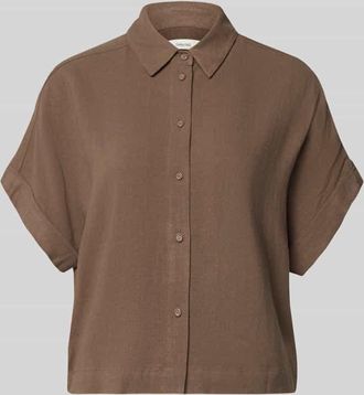 Selected Regular Fit Bluse aus Viskose-Leinen-Mix Modell VIVA in Taupe, Gr&ouml;&szlig;e 34